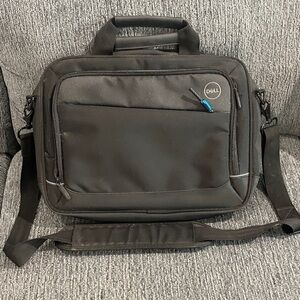 Dell Black Laptop Messenger Bag with Blue Zipper Accent